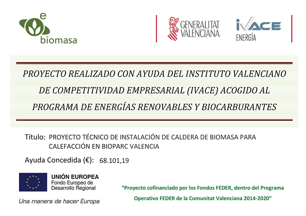 Proyecto técnico de instalación de caldera de biomasa para calefacción en BIOPARC Valencia