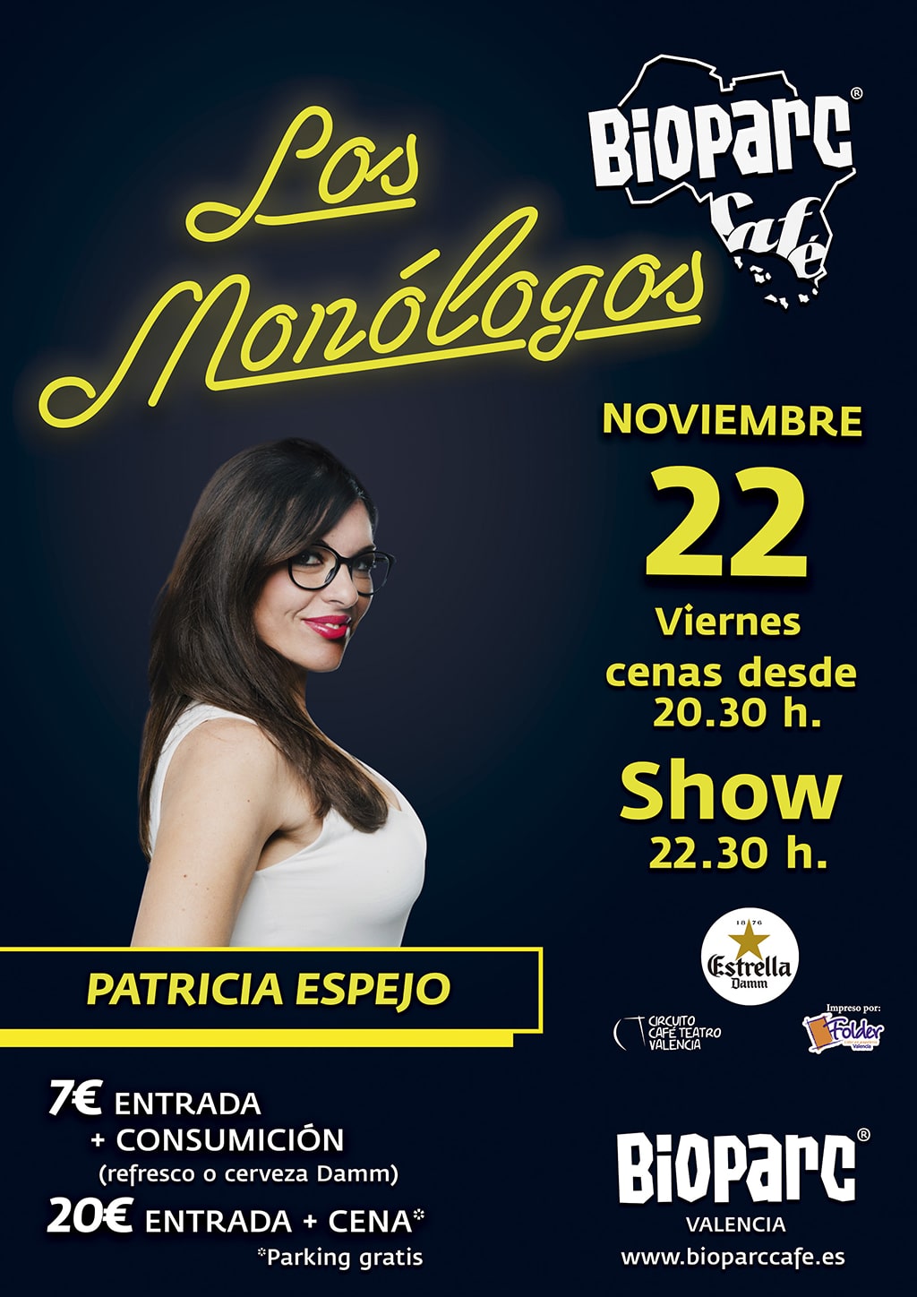 Este viernes 22 de noviembre Patricia Espejo en Los Monólogos de BIOPARC Café