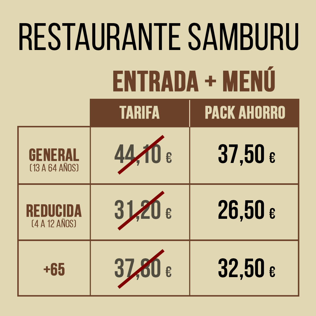 Restaurante Samburu Pack Ahorro entrada + menú 2022