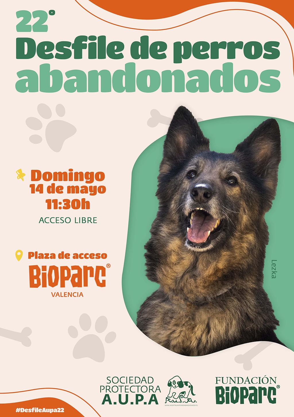El 22º Desfile de perros abandonados de A.U.P.A. y BIOPARC será el domingo 14 de mayo